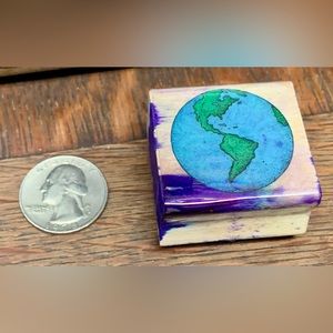 1988 Vintage Hero Arts PLANET EARTH Wooden Block Rubber Ink Stamp